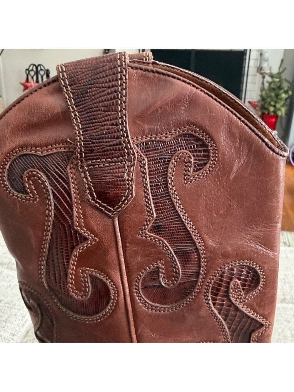 NINE WEST Vintage Women’s Brown Leather Western Cowboy Boots Size 6 - Picture 7 of 13